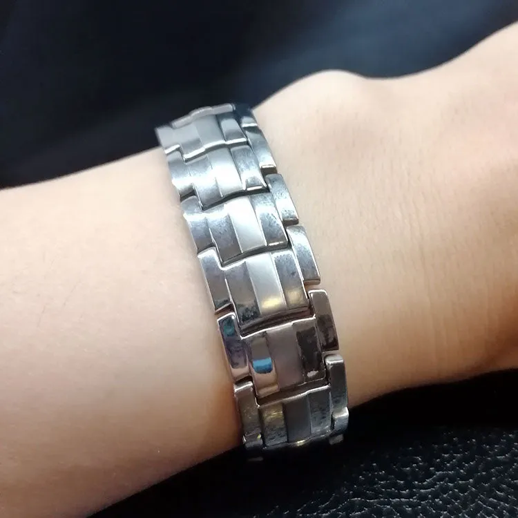 0.78inch Wide Silver Germanium Magnetic Bracelet with Large and Small Magnets