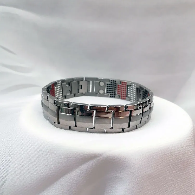 0.78inch Wide Silver Germanium Magnetic Bracelet with Large and Small Magnets