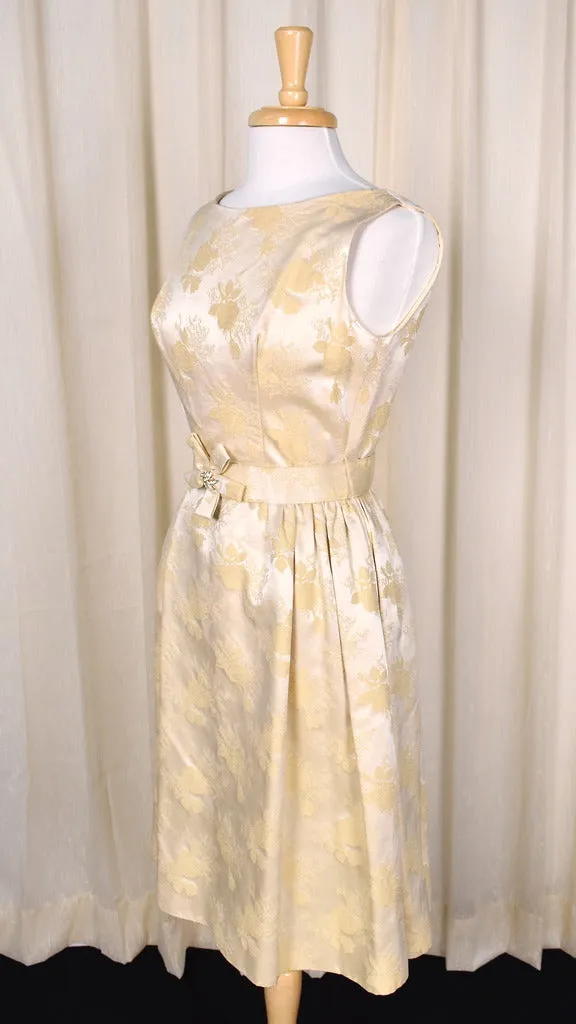 1950s Champagne Brocade Dress