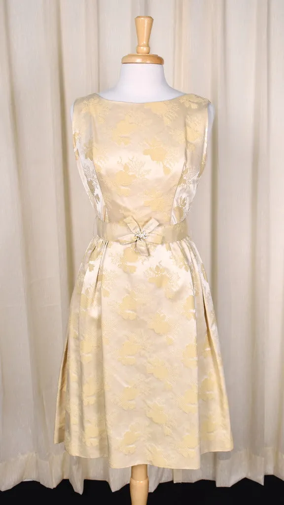 1950s Champagne Brocade Dress