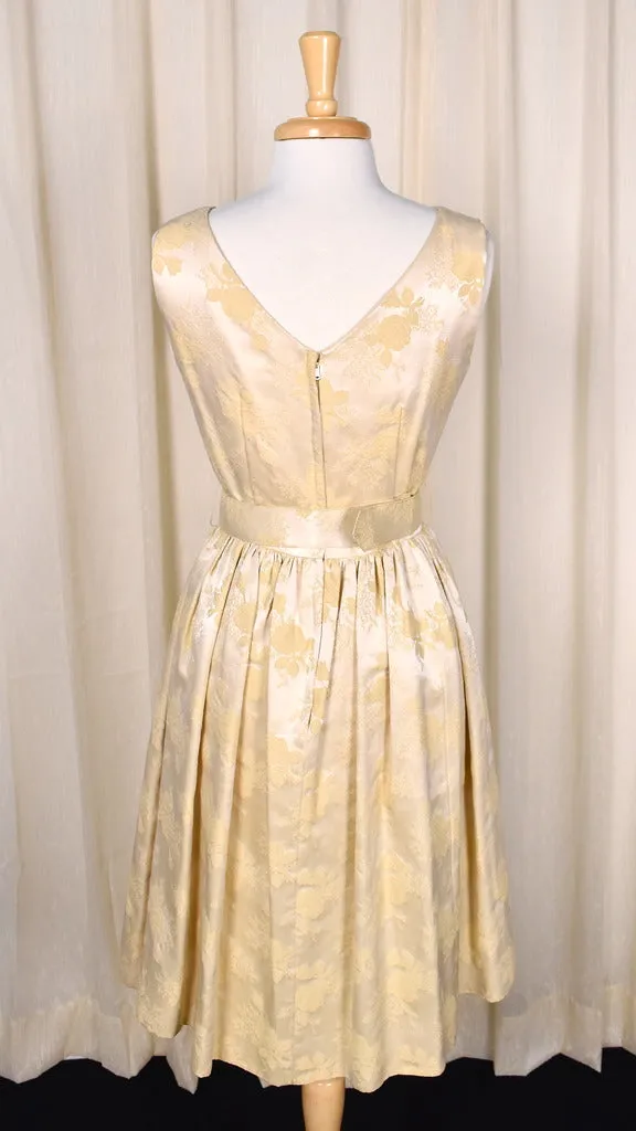 1950s Champagne Brocade Dress