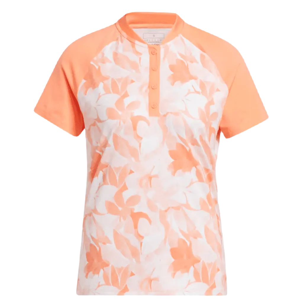 Adidas Ladies Floral Golf Polo Shirt - Orange