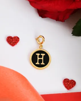 Alphabet H Black Enamel Charm - Voylla