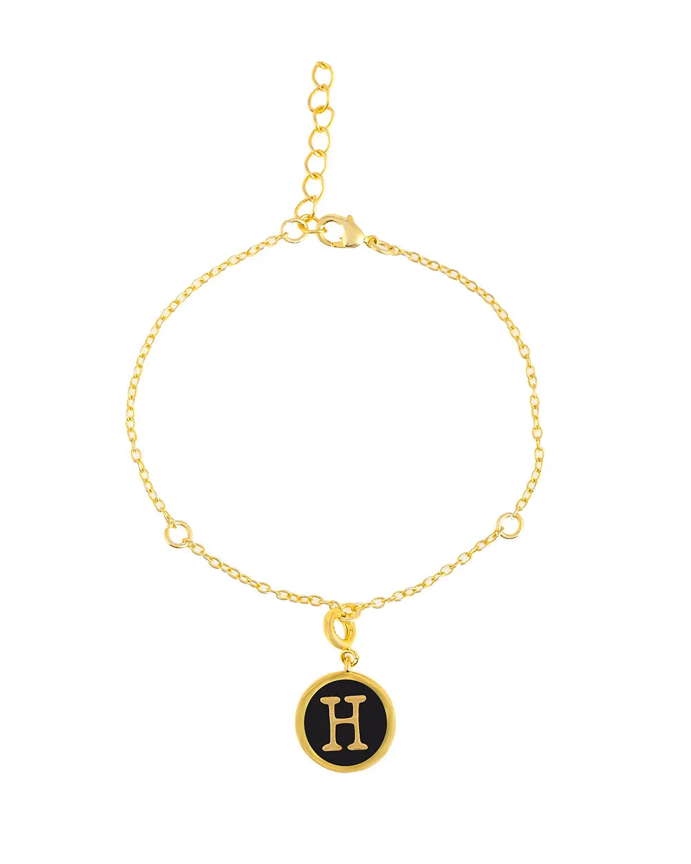 Alphabet H Black Enamel Charm - Voylla