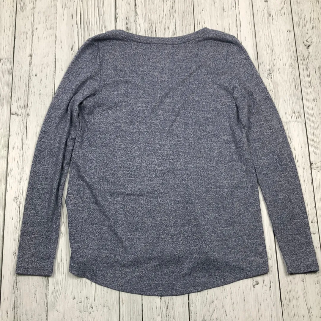 American Eagle Blue Heathered Long Sleeve Shirt - Hers S