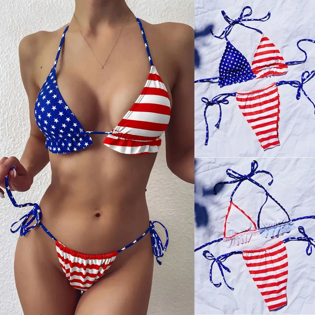 American Goddess Ruffle Triangle Bikini