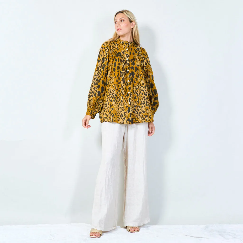 Animal print button-up blouse wholesale