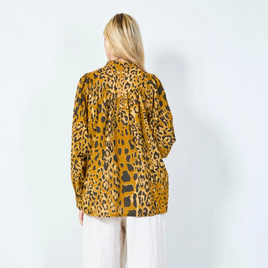 Animal print button-up blouse wholesale