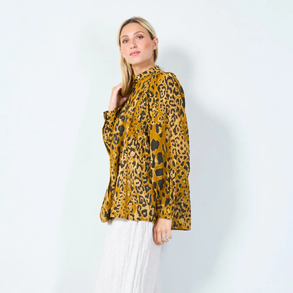 Animal print button-up blouse wholesale