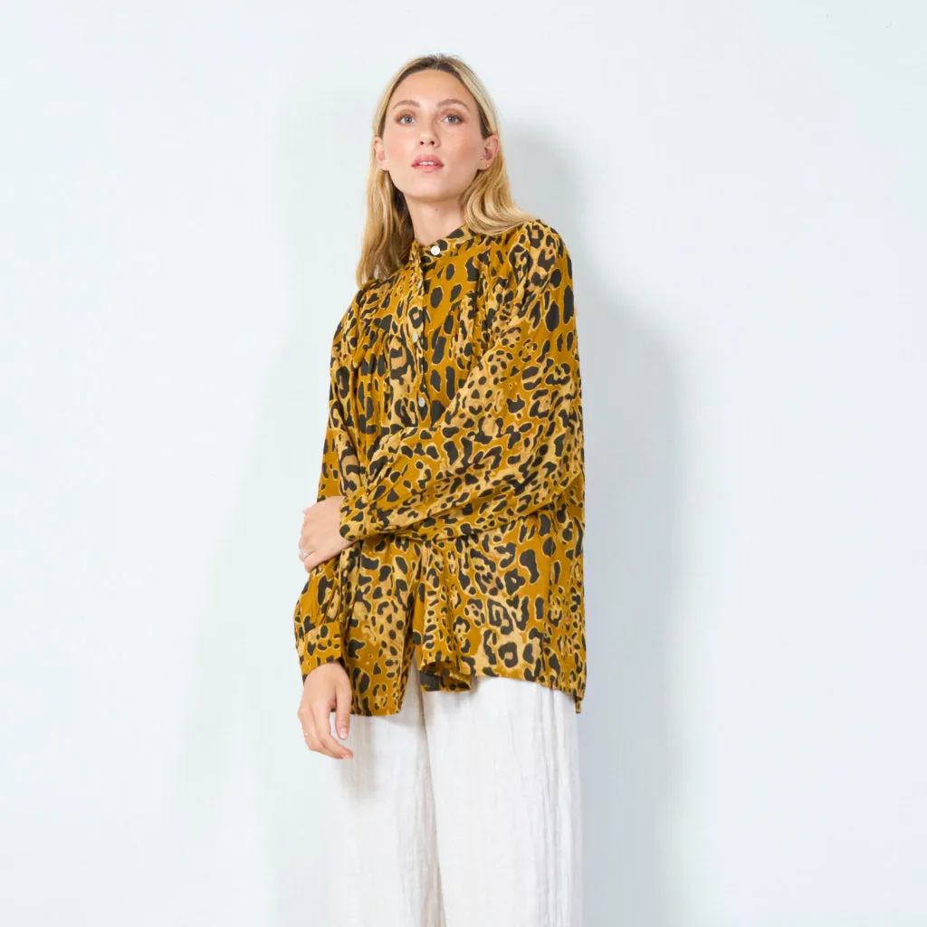 Animal print button-up blouse wholesale