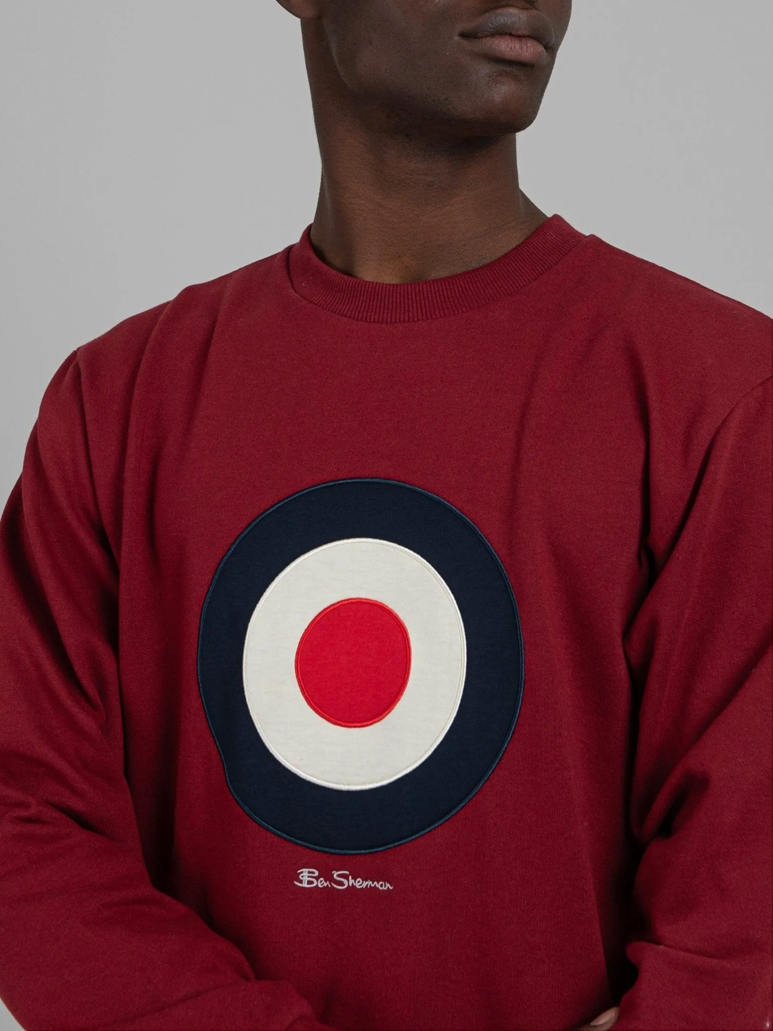 Ben Sherman Wbsc05 Mens Target Crew Sweater Berry