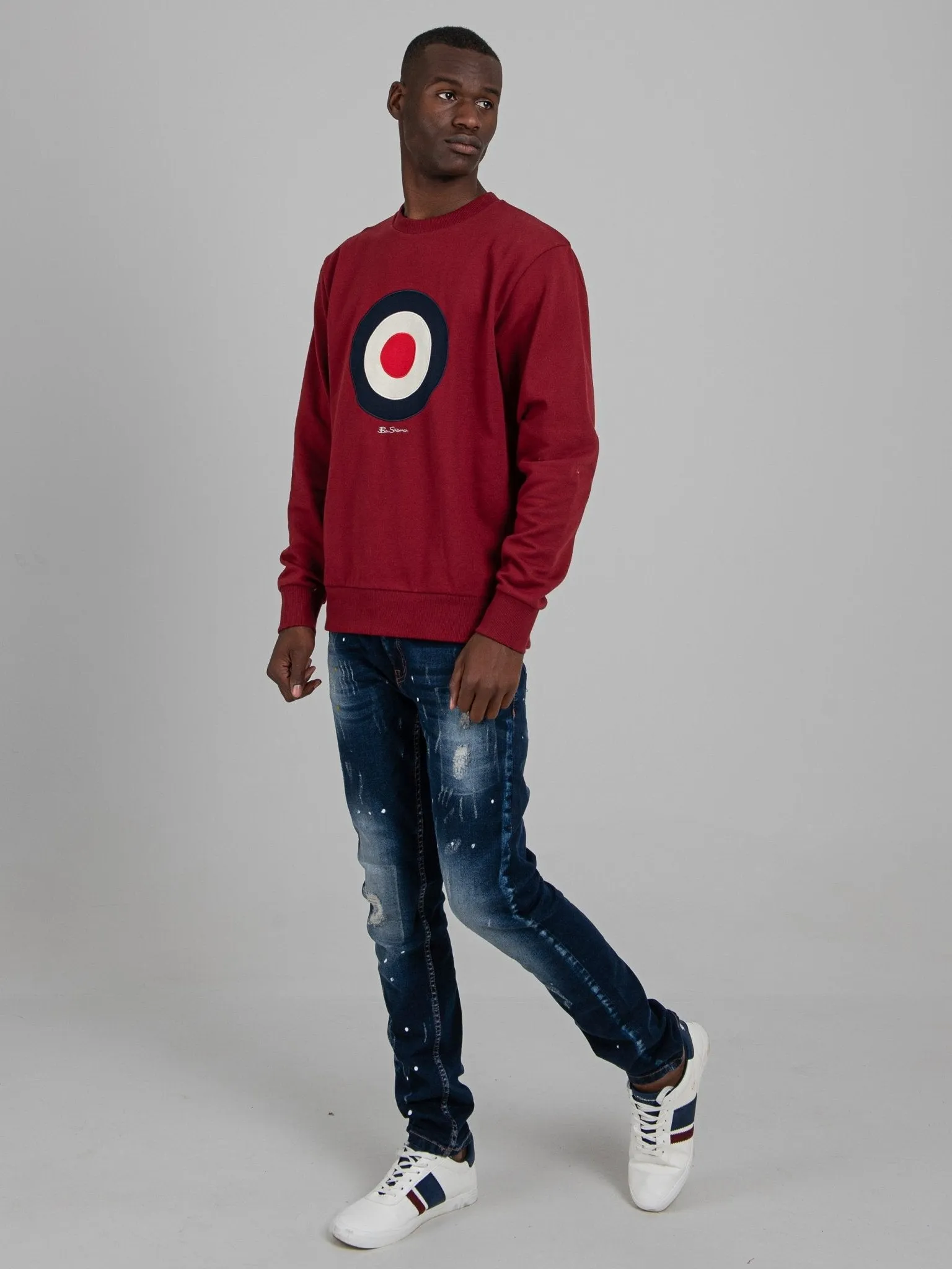 Ben Sherman Wbsc05 Mens Target Crew Sweater Berry