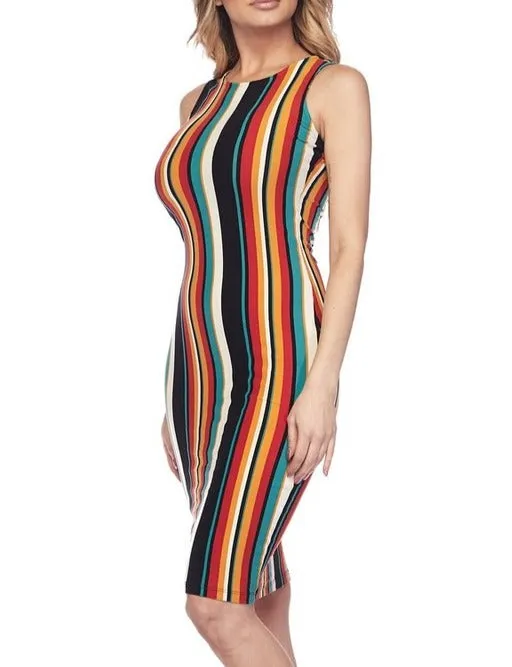 Body Con Multi-Striped Dress