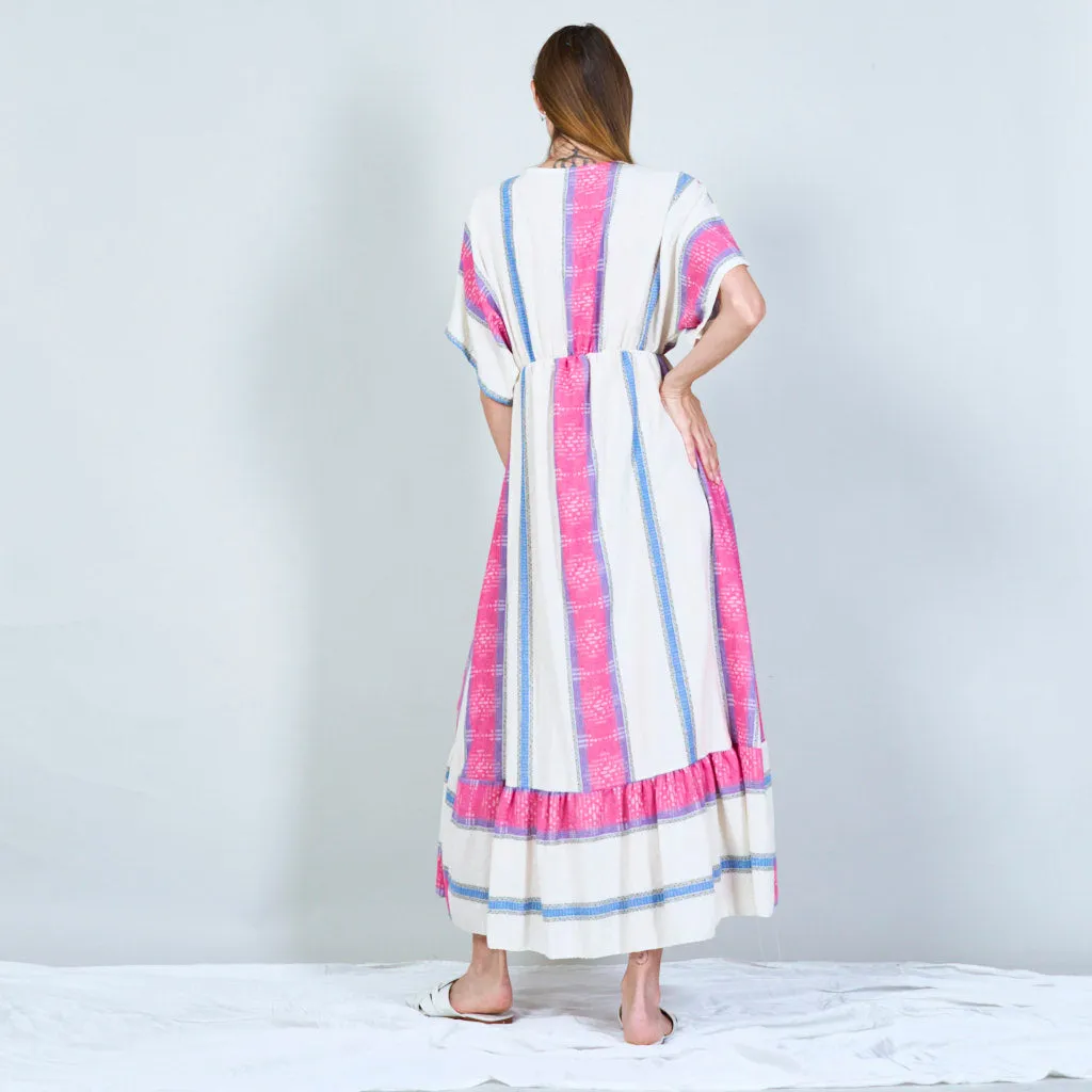 Bohemian maxi dress with drawstring waist wholesale