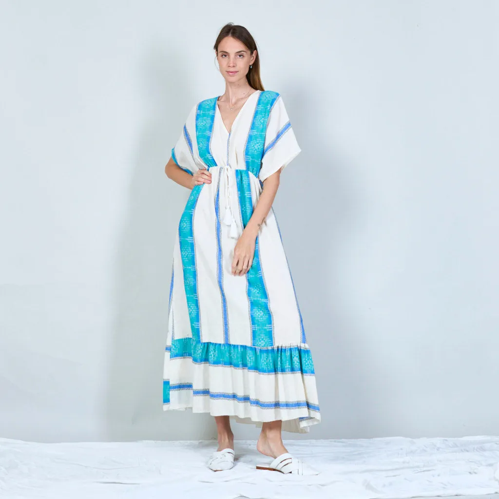 Bohemian maxi dress with drawstring waist wholesale