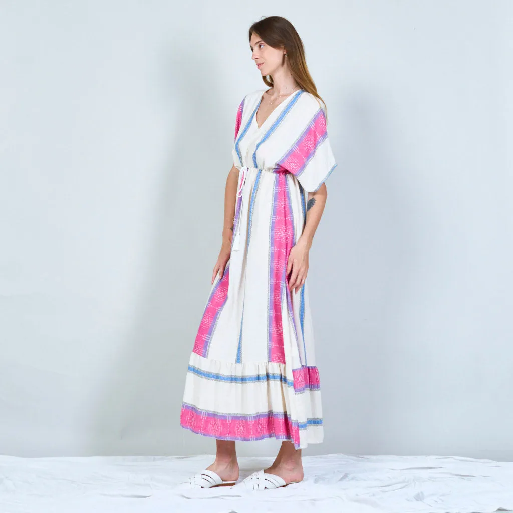 Bohemian maxi dress with drawstring waist wholesale