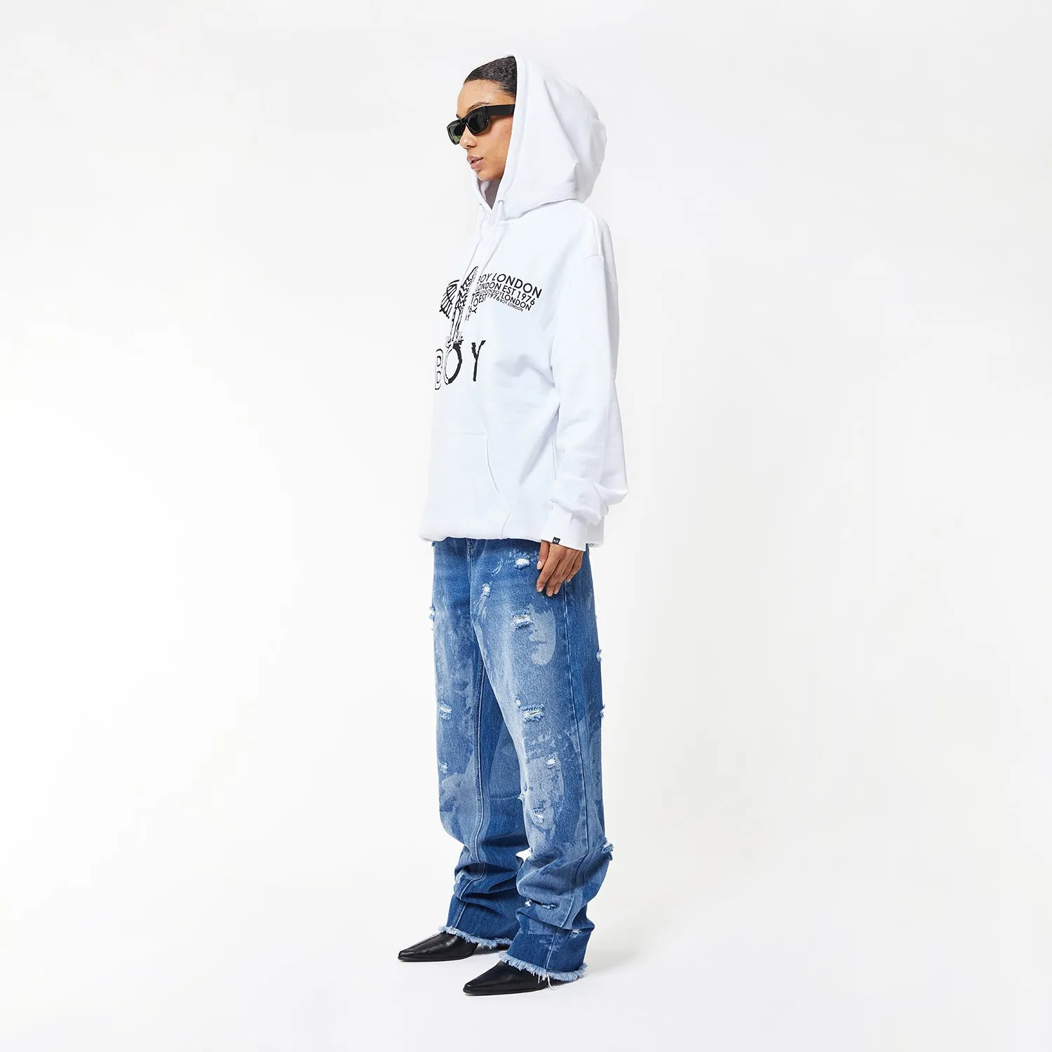 BOY EAGLE CONCEALED HOODIE - WHITE