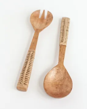 Braided Mango Wood Salad Servers