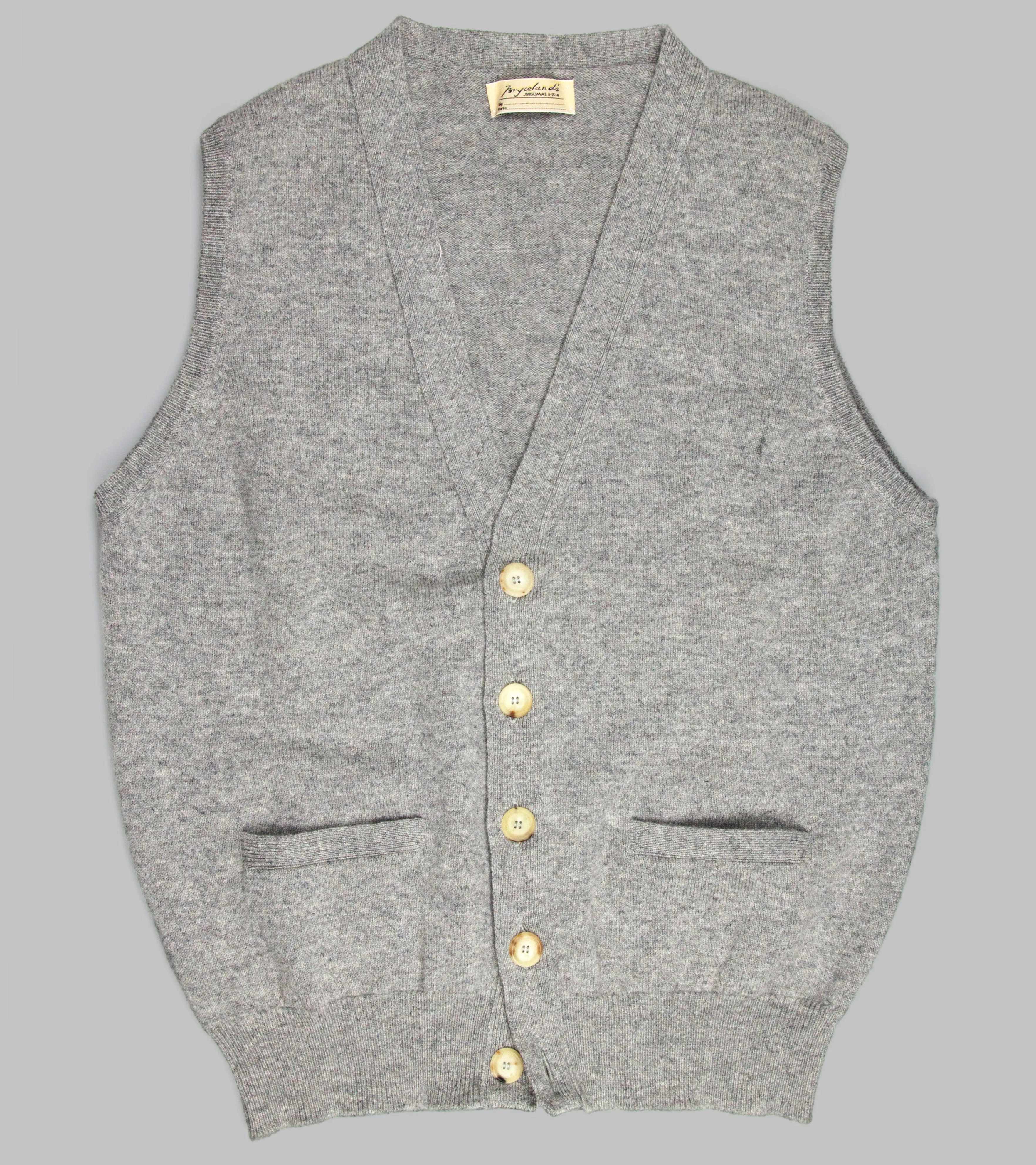 Bryceland's Lambswool Sleeveless Cardigan Grey