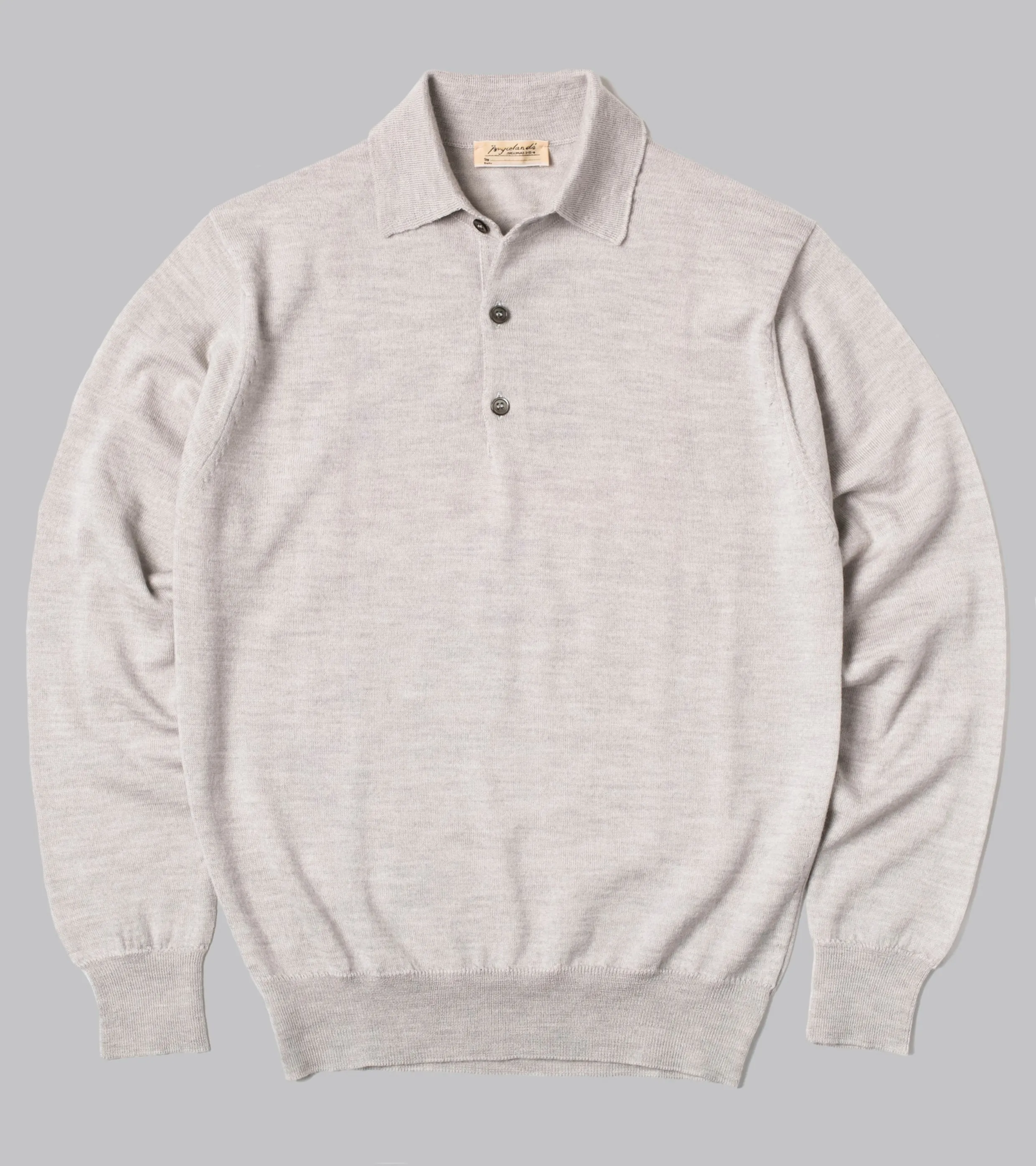 Bryceland's Merino Long-Sleeve Polo Argent