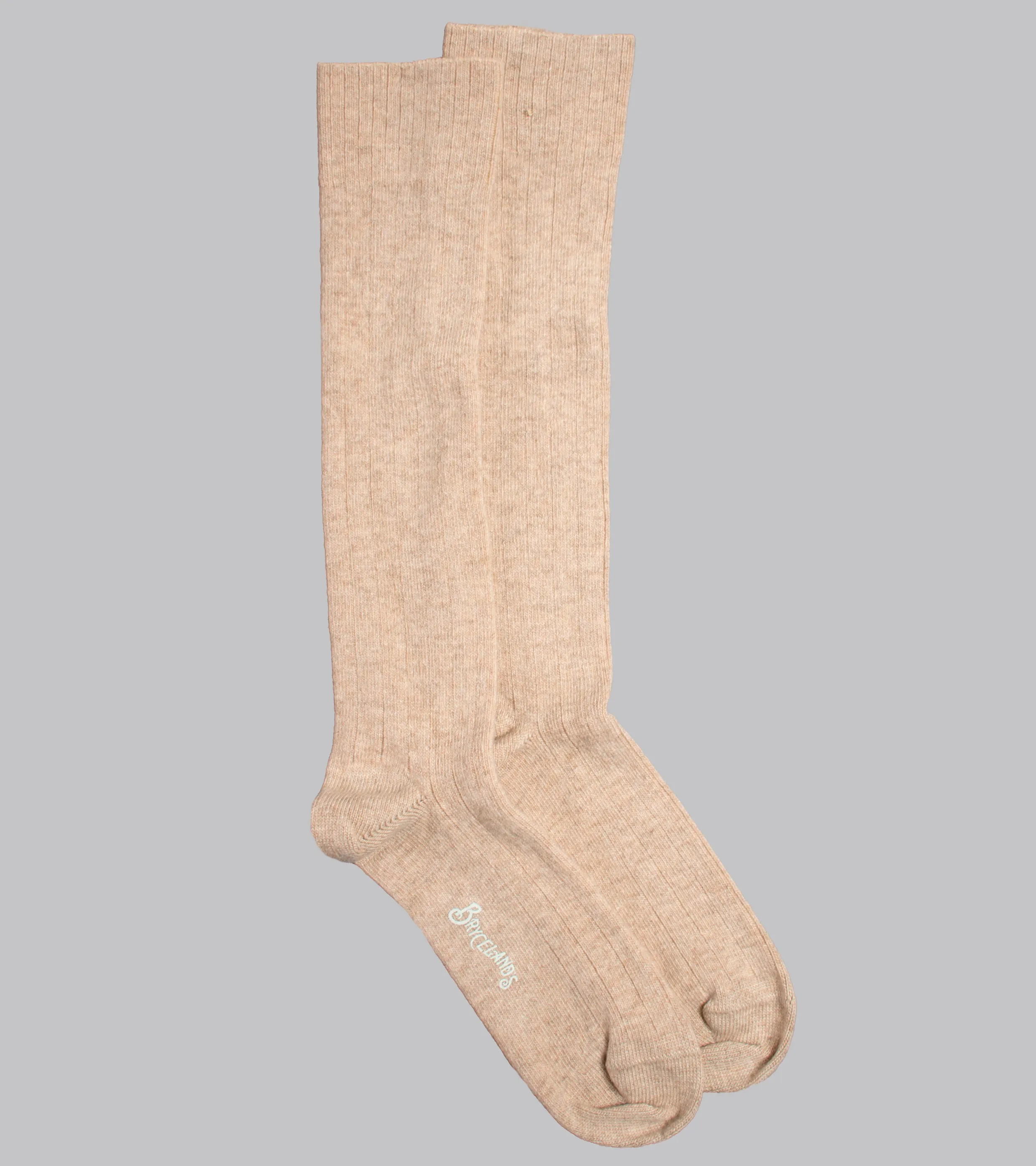 Bryceland's Wide-Rib Cashmere-blend Socks Beige