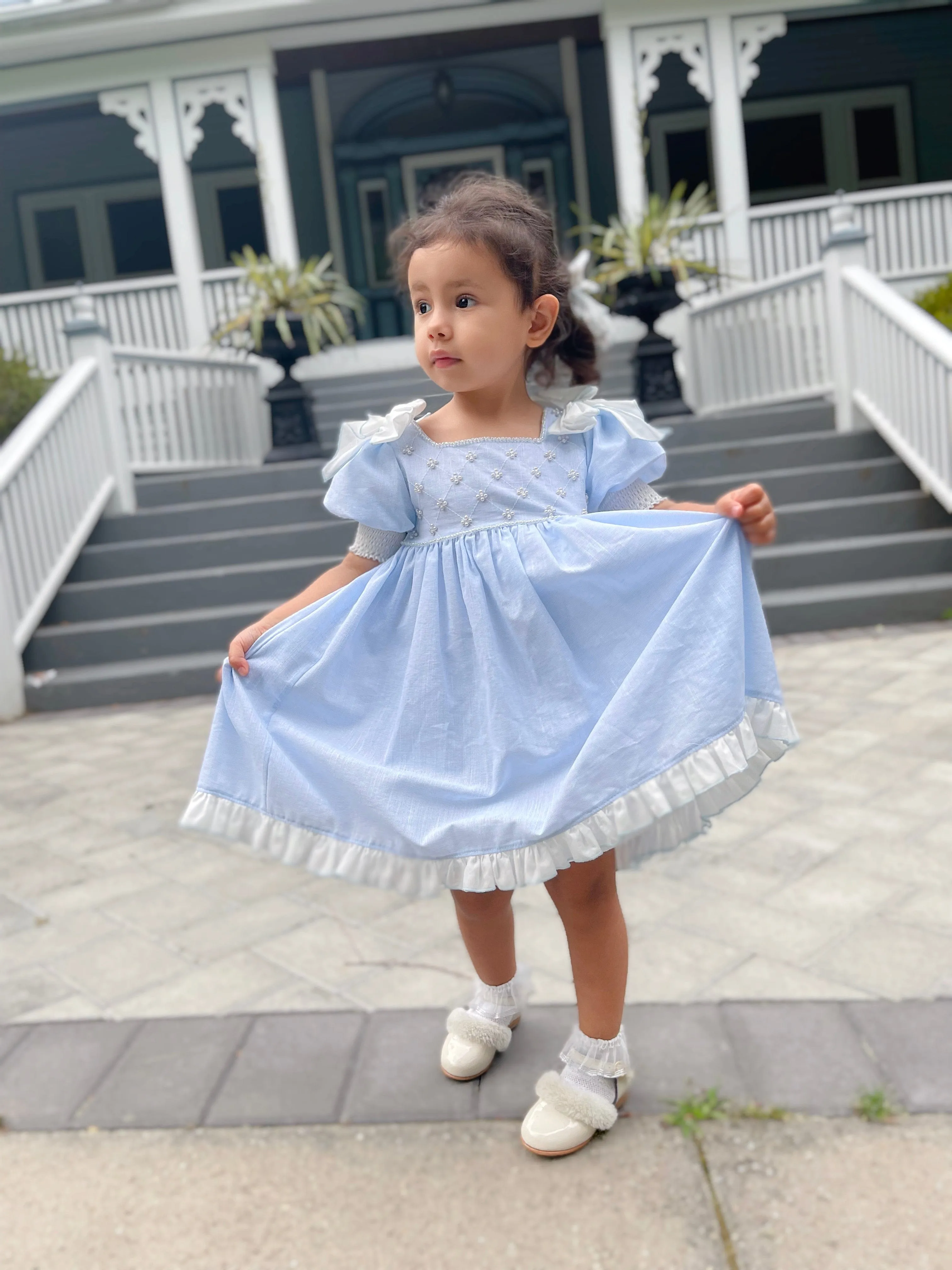 Charlotte Baby Blue Linen Dress