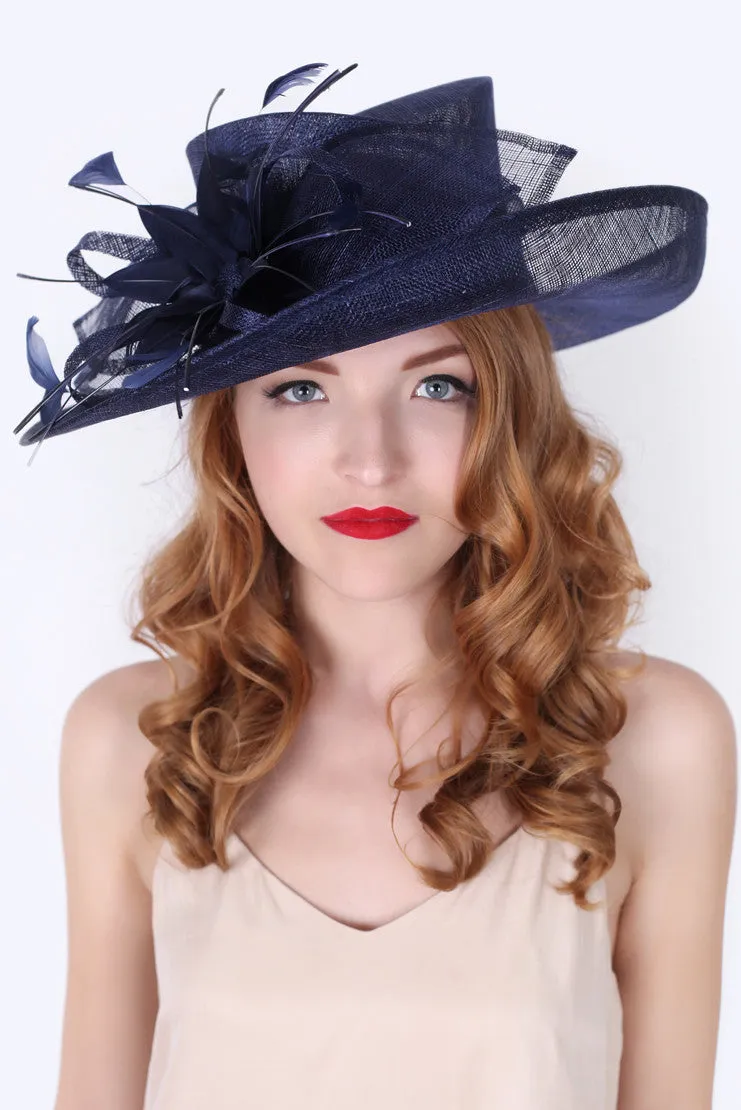 Charlotte Flipped Brim Sun Hat - Navy Blue