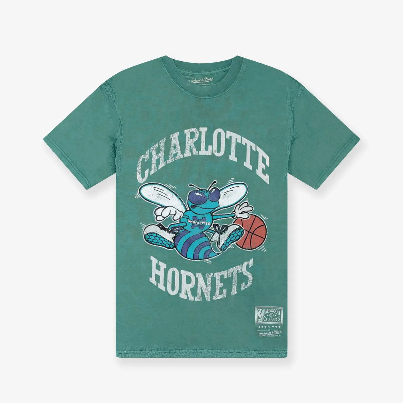 Charlotte Hornets Vintage HWC Big Logo Colour Tee - Faded Aqua