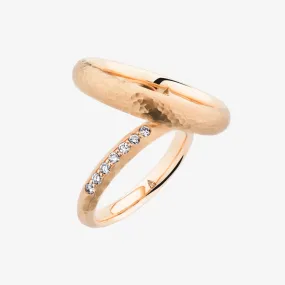 Christian Bauer 18K Gold Hammered Diamond & Plain Wedding Ring