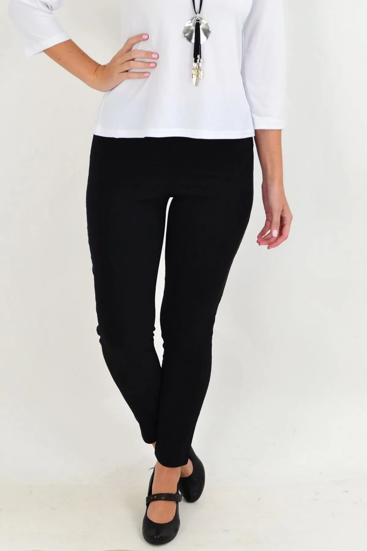 Classic Black Pencil Leg Pull on Pants