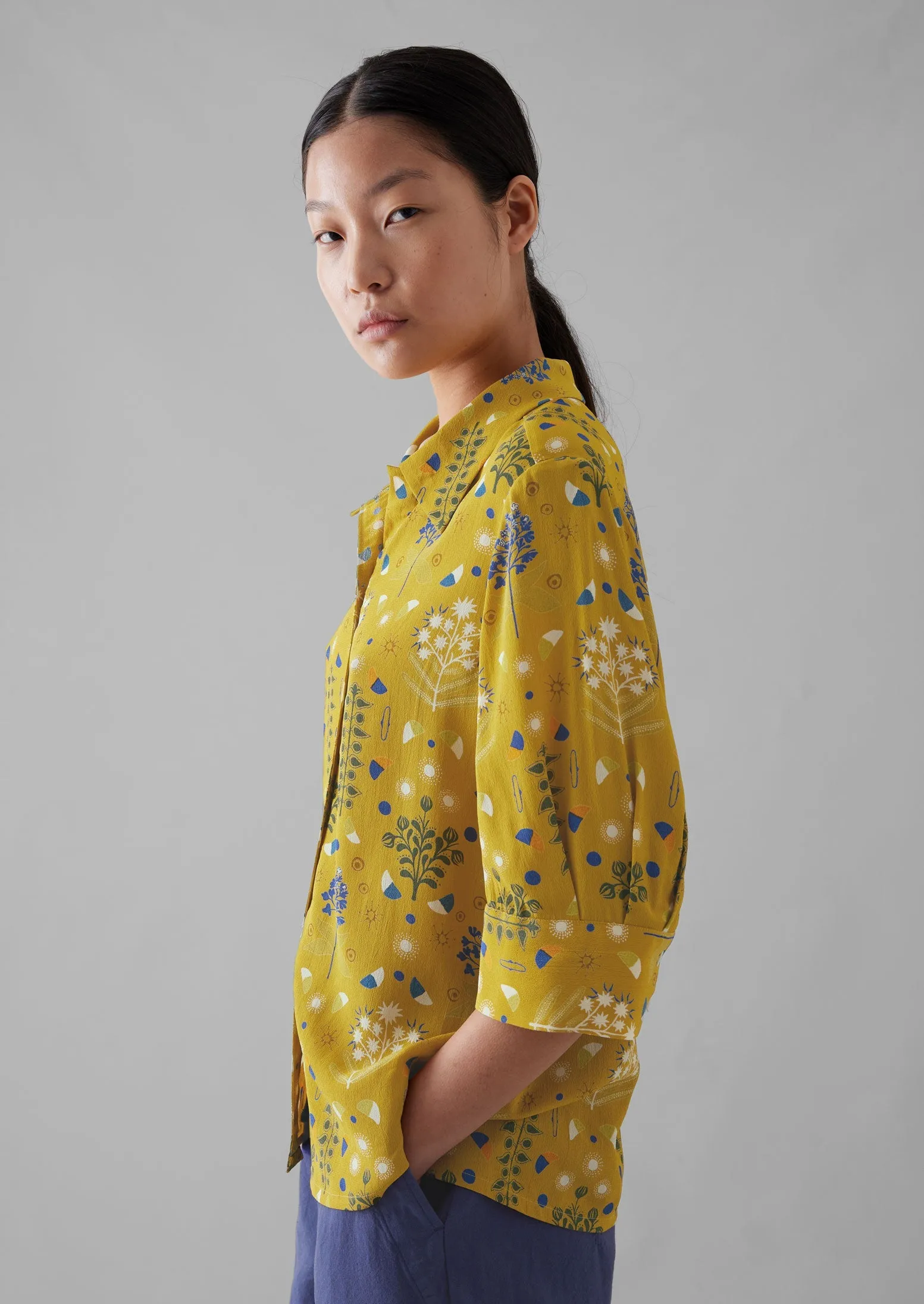 Collector Print Crepe Shirt | Golden Ochre