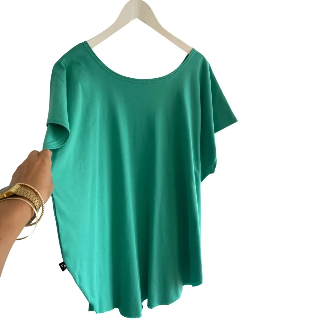 cotton round neck circular tee turquoise