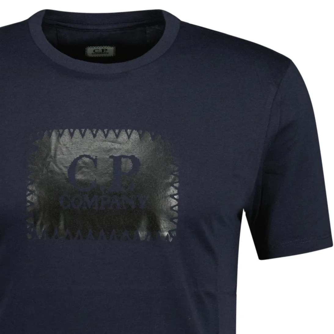 CP COMPANY Stitch Logo Print T-Shirt Navy