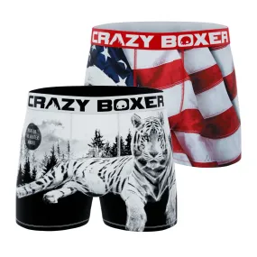 CRAZYBOXER Outdoor White Tiger Eagle Men's Boxer Briefs (2 pack)