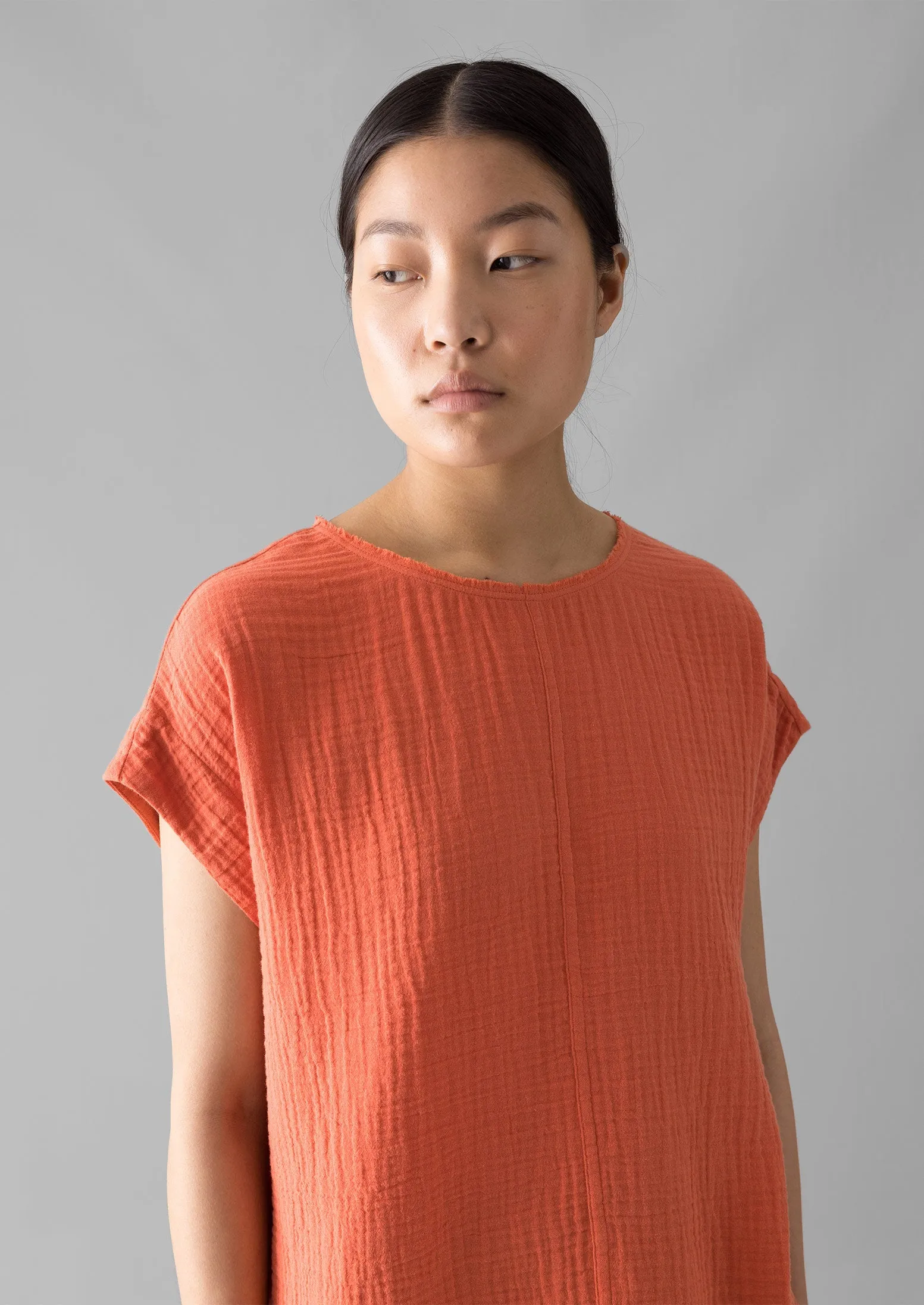 Crinkle Cotton Gauze Top | Poppy