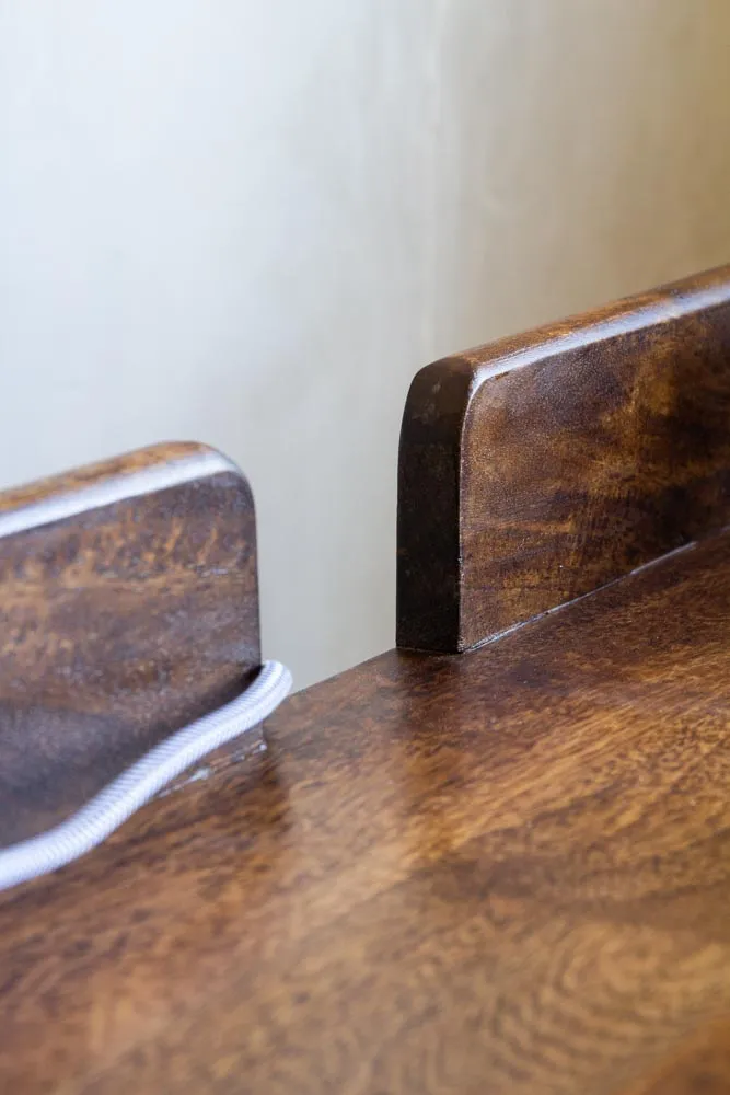 Dark Mango Wood Desk With Cable Gap