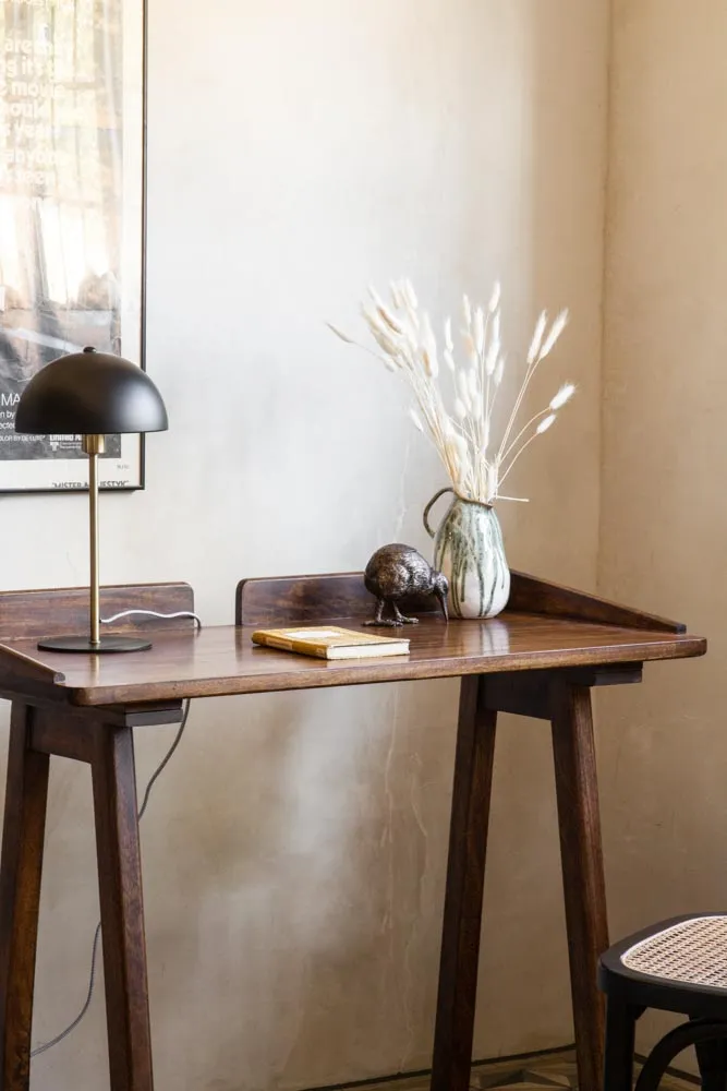 Dark Mango Wood Desk With Cable Gap