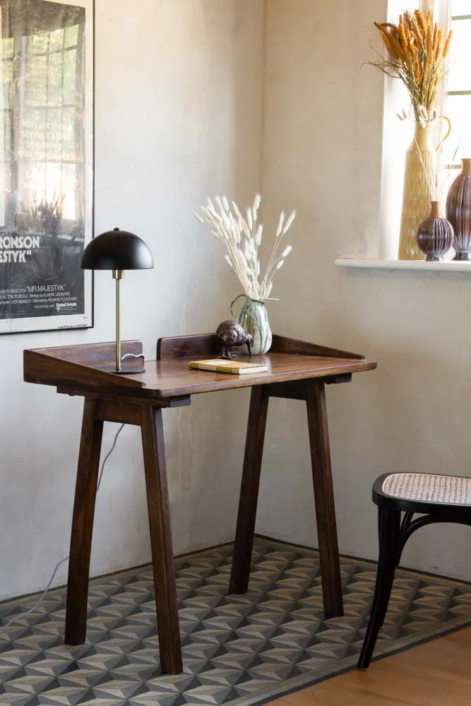 Dark Mango Wood Desk With Cable Gap