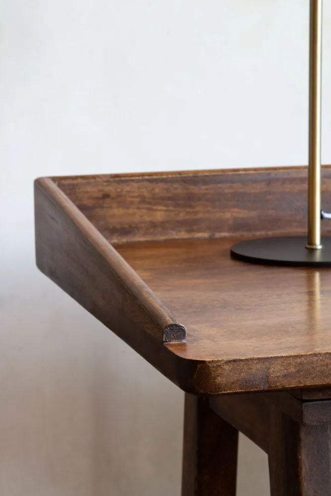 Dark Mango Wood Desk With Cable Gap