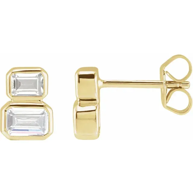 DIAMOND EMERALD BEZEL STACK STUD EARRING