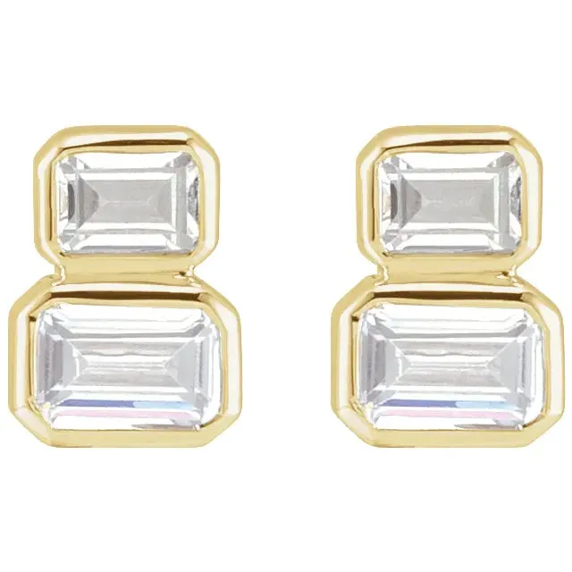 DIAMOND EMERALD BEZEL STACK STUD EARRING