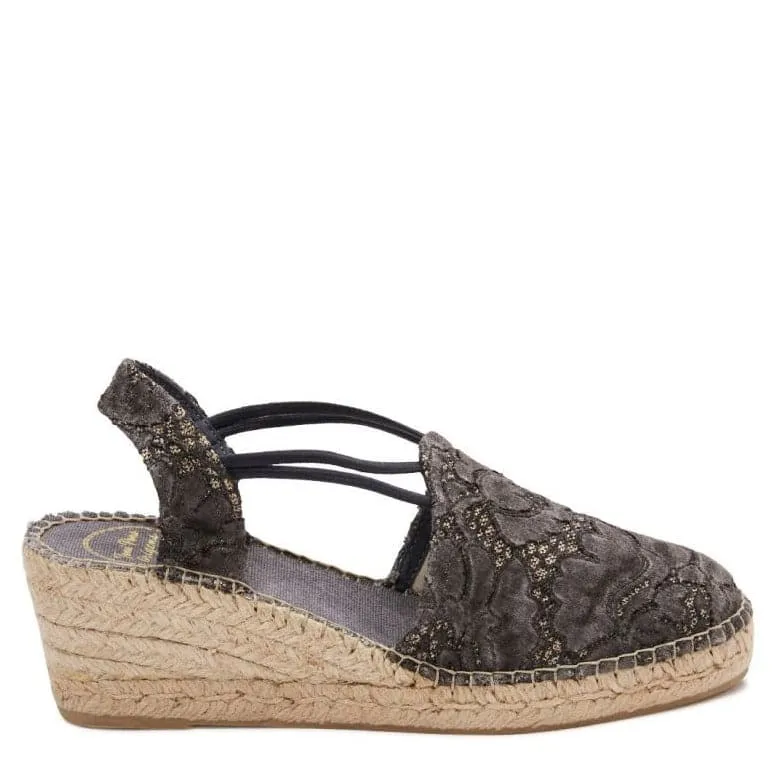 Embroidered Cotton Blend Wedge Espadrille for Women - Tania-JA