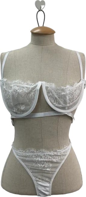 Fashion Nova White First Date Lace Bra And Panty Set UK XXXL