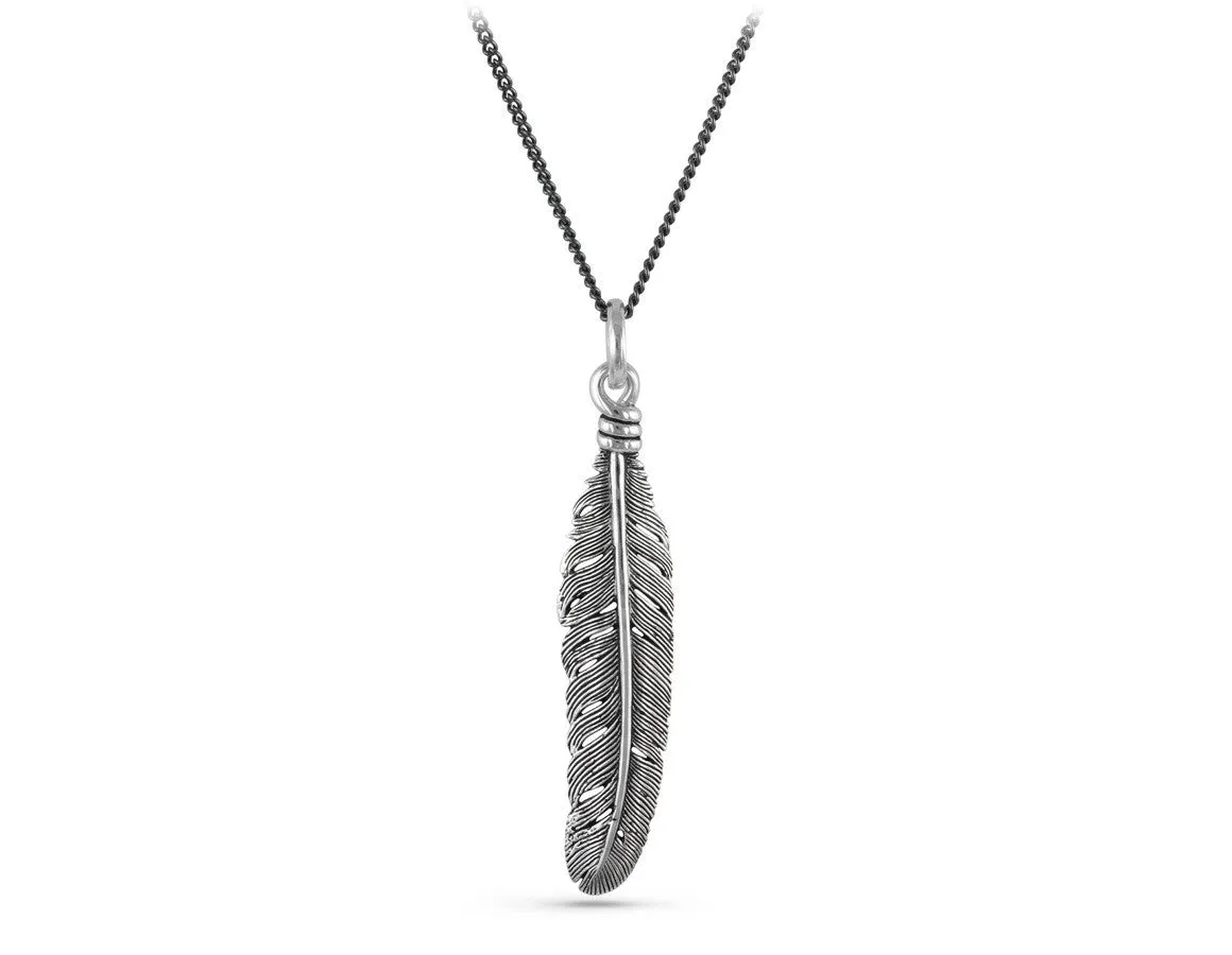 Delicate Silver Feather Pendant Necklace - Handcrafted