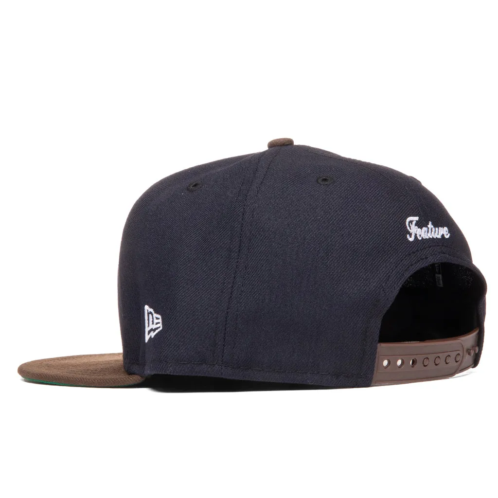 Feature x New Era Old English F Snapback Hat w/ Pin - Navy/Walnut