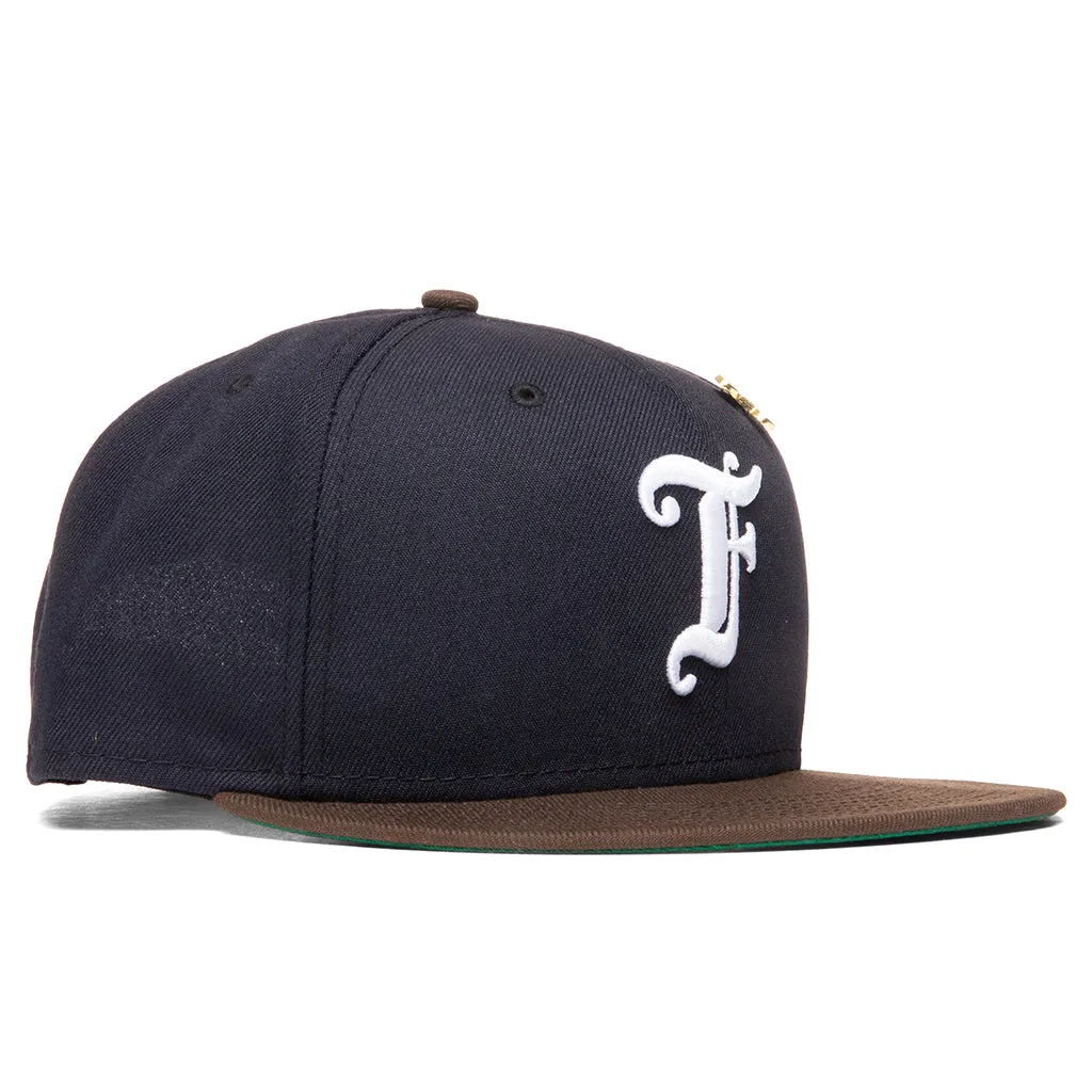 Feature x New Era Old English F Snapback Hat w/ Pin - Navy/Walnut