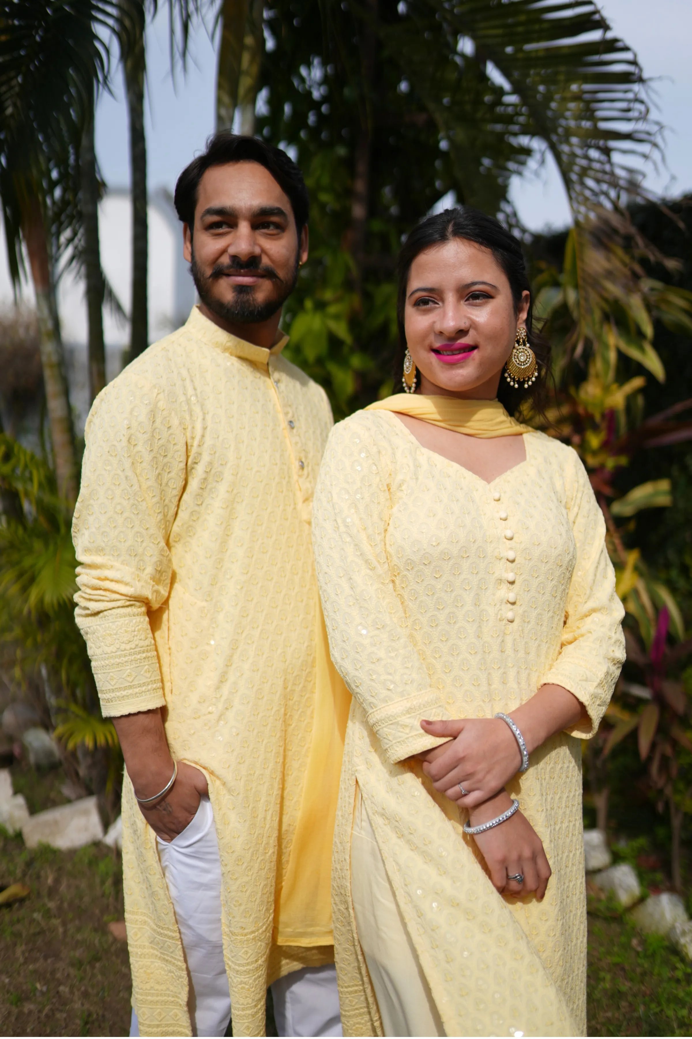 Festive Lemon Sequined Kurta Pajama