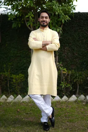 Festive Lemon Sequined Kurta Pajama