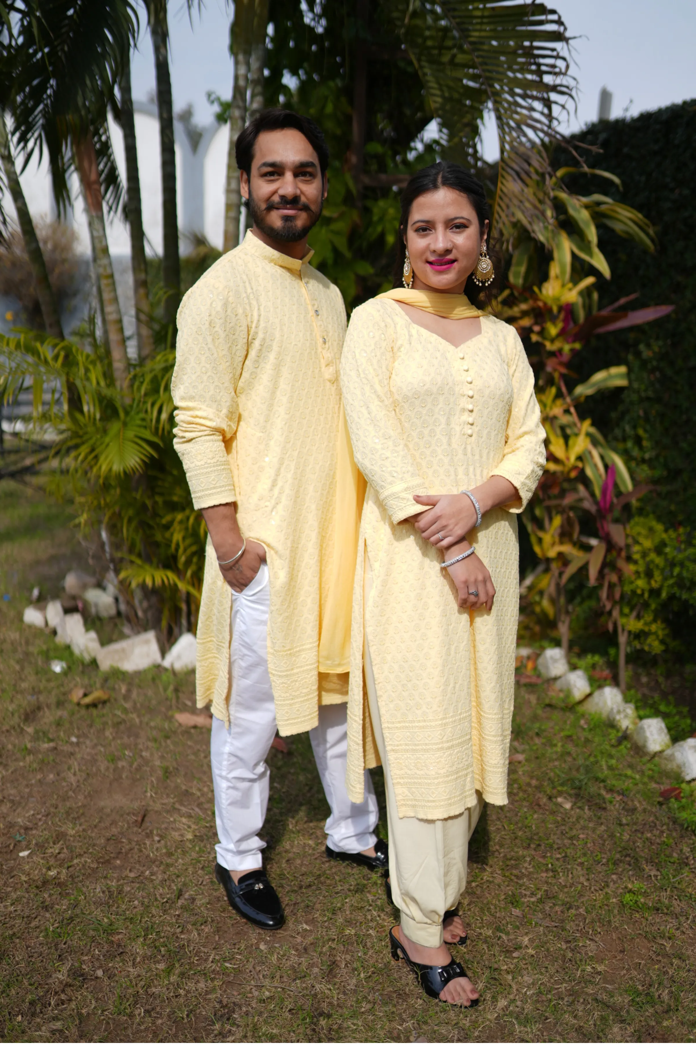 Festive Lemon Sequined Kurta Pajama