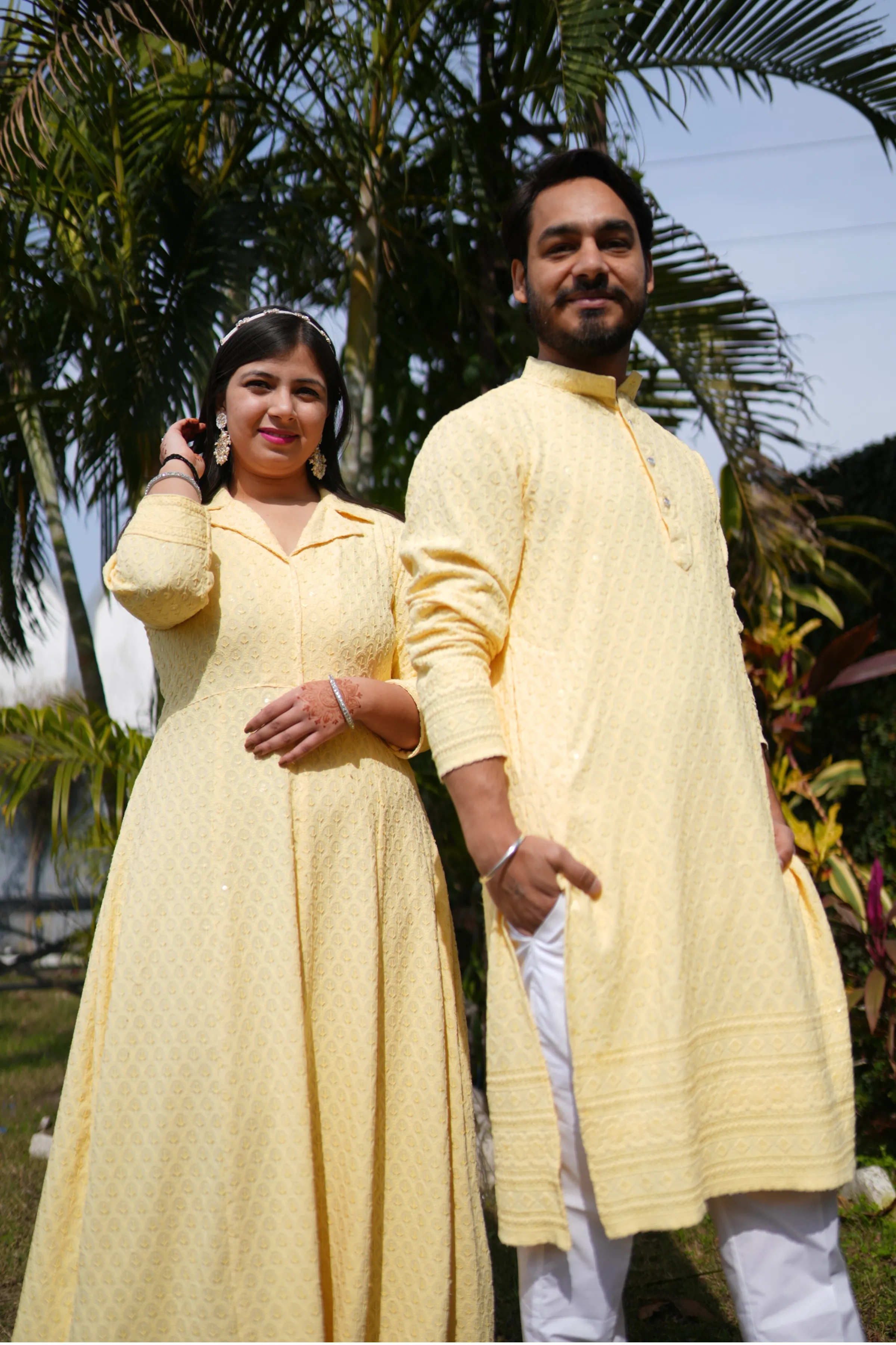 Festive Lemon Sequined Kurta Pajama